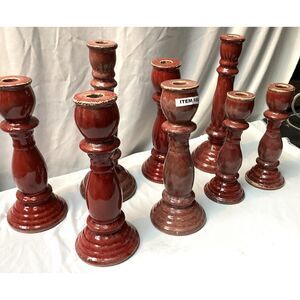 1852	 Set of 8 Burnt Orange Ceramic Candle holder Endesco